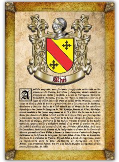 Apellido Allué. Lámina descargable en formato pdf con impresiones ilimitadas