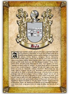 Apellido Arola. Lámina descargable en formato pdf con impresiones ilimitadas