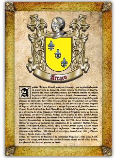 Apellido Arracó. Lámina descargable en formato pdf con impresiones ilimitadas
