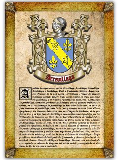 Apellido Arrevillaga. Lámina descargable en formato pdf con impresiones ilimitadas