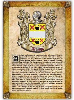 Apellido Arriaga. Lámina descargable en formato pdf con impresiones ilimitadas
