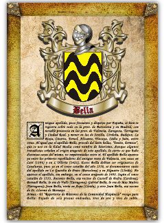 Apellido Bella. Lámina descargable en formato pdf con impresiones ilimitadas