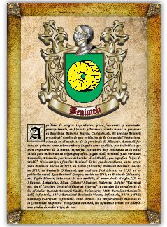 Apellido Benimeli. Lámina descargable en formato pdf con impresiones ilimitadas