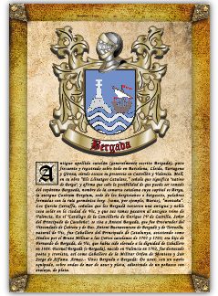 Apellido Bergada. Lámina descargable en formato pdf con impresiones ilimitadas