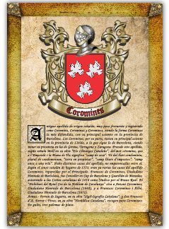 Apellido Coromines. Lámina descargable en formato pdf con impresiones ilimitadas