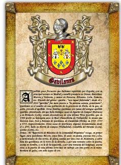 Apellido Gavilanes. Lámina descargable en formato pdf con impresiones ilimitadas