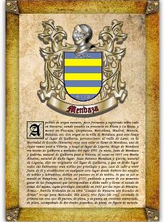 Apellido Mendaza. Lámina descargable en formato pdf con impresiones ilimitadas