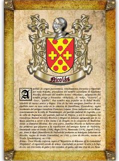 Apellido Nicolás. Lámina descargable en formato pdf con impresiones ilimitadas