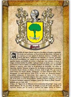 Apellido Pauné. Lámina descargable en formato pdf con impresiones ilimitadas