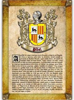 Apellido Pidal. Lámina descargable en formato pdf con impresiones ilimitadas