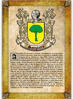 Apellido Sampietro. Lámina descargable en formato pdf con impresiones ilimitadas