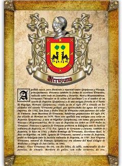 Apellido Urruzuno. Lámina descargable en formato pdf con impresiones ilimitadas