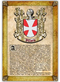 Apellido Villoria. Lámina descargable en formato pdf con impresiones ilimitadas