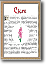 Nombre Clara. Lámina descargable en formato pdf con impresiones ilimitadas