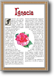 Nombre Ignacia. Lámina descargable en formato pdf con impresiones ilimitadas