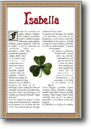 Nombre Isabella. Lámina descargable en formato pdf con impresiones ilimitadas