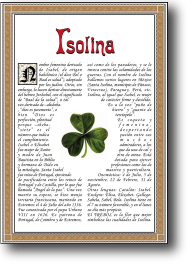 Nombre Isolina. Lámina descargable en formato pdf con impresiones ilimitadas