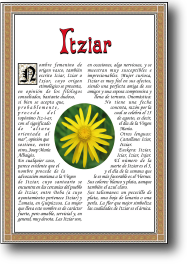 Nombre Itziar. Lámina descargable en formato pdf con impresiones ilimitadas