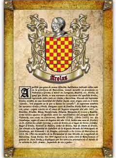 Apellido Arolas. Lámina descargable en formato pdf con impresiones ilimitadas