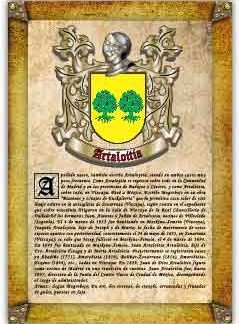 Apellido Artaloitia. Lámina descargable en formato pdf con impresiones ilimitadas