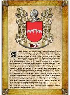 Apellido Belio. Lámina descargable en formato pdf con impresiones ilimitadas