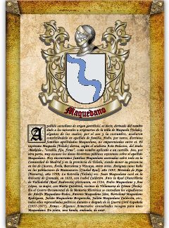 Apellido Maquedano. Lámina descargable en formato pdf con impresiones ilimitadas