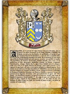 Apellido Paladín. Lámina descargable en formato pdf con impresiones ilimitadas