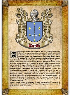 Apellido Torelló. Lámina descargable en formato pdf con impresiones ilimitadas